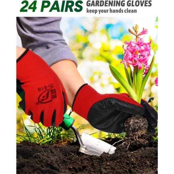 24 Pairs Gardening Gloves Rubber Coated Gloves For Safety Work Construction - Picture 6 of 7